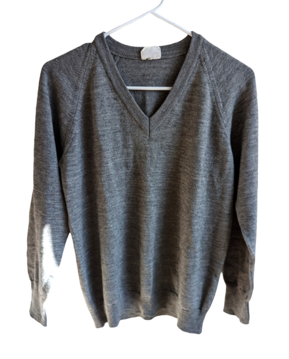 Oleg Cassini Mens V Neck Sweater Gray Long Sleeve Pullover Wool Blend Medium